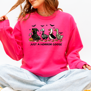 Just A Horror Goose Halloween Spooky Goose Graphic Print Cozy Seasonal Sweatshirt — view 7