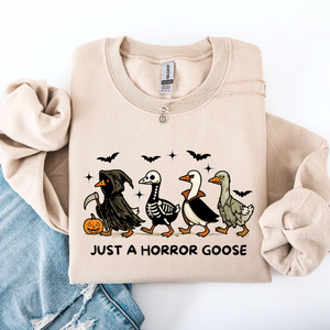 Just A Horror Goose Halloween Spooky Goose Graphic Print Cozy Seasonal Sweatshirt — view 1