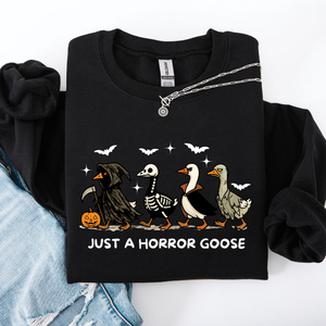 Just A Horror Goose Halloween Spooky Goose Graphic Print Cozy Seasonal Sweatshirt — view 8