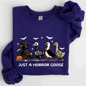 Just A Horror Goose Halloween Spooky Goose Graphic Print Cozy Seasonal Sweatshirt — view 10