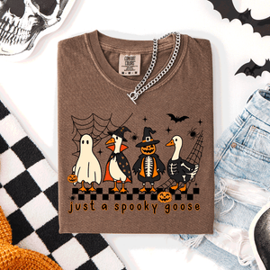 Just A Spooky Goose, Checkered, Halloween Comfort Colors Tee — view 5
