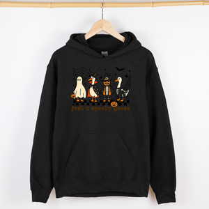 Just A Spooky Goose Checkered Halloween Spooky Goose Illustration Art Graphic Hoodie — view 6