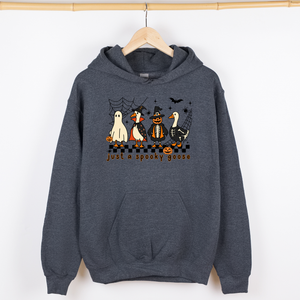 Just A Spooky Goose Checkered Halloween Spooky Goose Illustration Art Graphic Hoodie — view 4