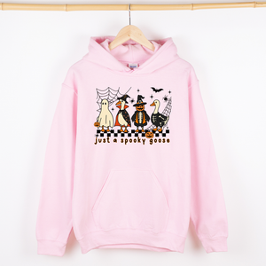 Just A Spooky Goose Checkered Halloween Spooky Goose Illustration Art Graphic Hoodie — view 5
