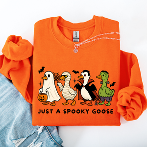 Just A Spooky Goose Dracula Vampire Ghost Mummy Halloween Themed Graphic Sweatshirt — view 8