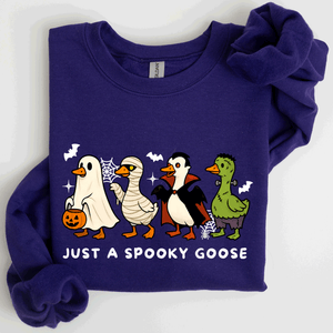 Just A Spooky Goose Dracula Vampire Ghost Mummy Halloween Themed Graphic Sweatshirt — view 10