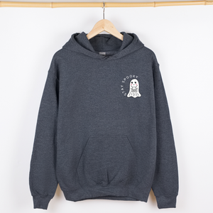 Stay Spooky Ghost Halloween Pocket Checkered Cozy Autumn Vibe Nightlife Graphic Hoodie — view 5