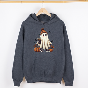 Coffee Lover Ghost Western Witch Aesthetic Halloween Meme Vintage Graphic Hoodie — view 3