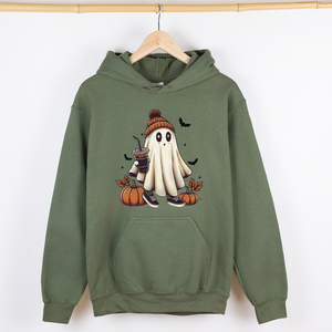 Coffee Lover Ghost Western Witch Aesthetic Halloween Meme Vintage Graphic Hoodie — view 1