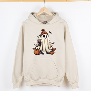 Coffee Lover Ghost Western Witch Aesthetic Halloween Meme Vintage Graphic Hoodie — view 2