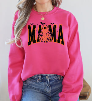 Halloween Mama Ghost Checkered Leopard Pumpkin Vintage Retro Spooky Pattern Graphic Sweatshirt — view 8