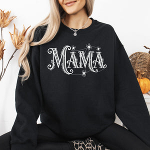 Mama Lace Spiders Halloween Ghost Checkered Retro Vintage Spooky Costume Fall Sweatshirt — view 1