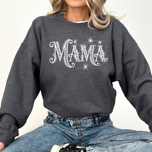 Mama Lace Spiders Halloween Ghost Checkered Retro Vintage Spooky Costume Fall Sweatshirt — view 4