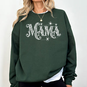 Mama Lace Spiders Halloween Ghost Checkered Retro Vintage Spooky Costume Fall Sweatshirt — view 5