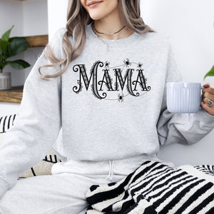 Mama Lace Spiders Halloween Ghost Checkered Retro Vintage Spooky Costume Fall Sweatshirt — view 2