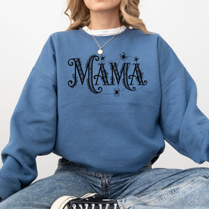 Mama Lace Spiders Halloween Ghost Checkered Retro Vintage Spooky Costume Fall Sweatshirt — view 7