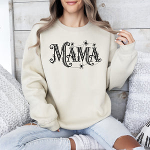 Mama Lace Spiders Halloween Ghost Checkered Retro Vintage Spooky Costume Fall Sweatshirt — view 6