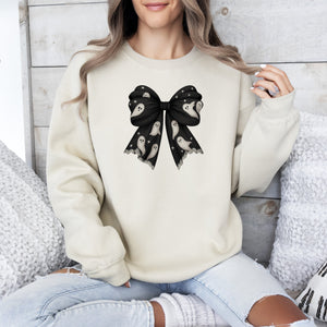 Halloween Bow Coquette Minimalist Retro Vintage Spooky Costume Fall Graphic Sweatshirt — view 5