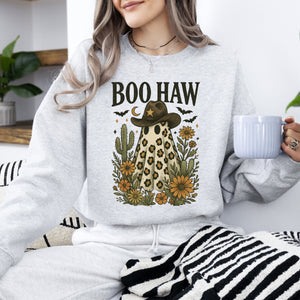 Boo Haw Cowboy Ghost Western Halloween Retro Vintage Spooky Costume Fall Graphic Sweatshirt — view 4