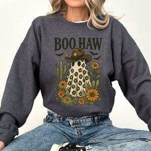Boo Haw Cowboy Ghost Western Halloween Retro Vintage Spooky Costume Fall Graphic Sweatshirt — view 5