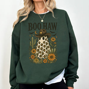 Boo Haw Cowboy Ghost Western Halloween Retro Vintage Spooky Costume Fall Graphic Sweatshirt — view 6