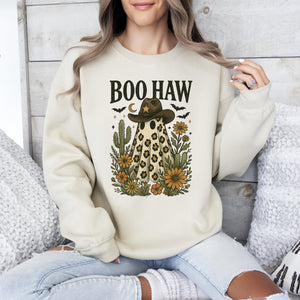 Boo Haw Cowboy Ghost Western Halloween Retro Vintage Spooky Costume Fall Graphic Sweatshirt — view 2
