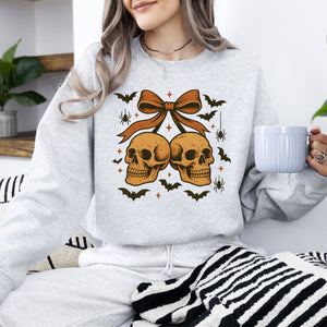 Skull Bow Coquette Bats Ghost Western Halloween Retro Vintage Spooky Graphic Sweatshirt — view 3