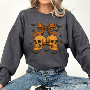 Skull Bow Coquette Bats Ghost Western Halloween Retro Vintage Spooky Graphic Sweatshirt — view 5