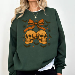 Skull Bow Coquette Bats Ghost Western Halloween Retro Vintage Spooky Graphic Sweatshirt — view 6