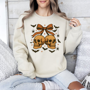 Skull Bow Coquette Bats Ghost Western Halloween Retro Vintage Spooky Graphic Sweatshirt — view 1