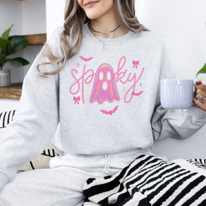 Pink Neon Ghost Halloween Retro Vintage Spooky Collector's Edition Graphic Sweatshirt — view 2
