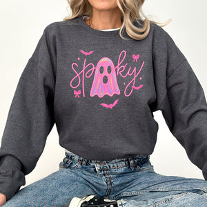 Pink Neon Ghost Halloween Retro Vintage Spooky Collector's Edition Graphic Sweatshirt — view 3