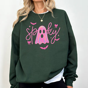 Pink Neon Ghost Halloween Retro Vintage Spooky Collector's Edition Graphic Sweatshirt — view 5