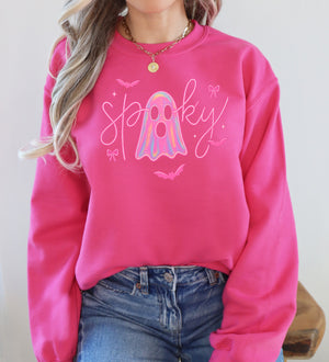 Pink Neon Ghost Halloween Retro Vintage Spooky Collector's Edition Graphic Sweatshirt — view 6