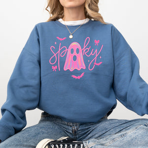 Pink Neon Ghost Halloween Retro Vintage Spooky Collector's Edition Graphic Sweatshirt — view 7