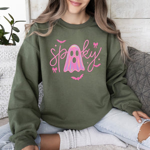 Pink Neon Ghost Halloween Retro Vintage Spooky Collector's Edition Graphic Sweatshirt — view 8