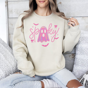 Pink Neon Ghost Halloween Retro Vintage Spooky Collector's Edition Graphic Sweatshirt — view 4