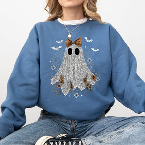 Cute Lace Ghost Bow Coquette Bats Halloween Vintage Nostalgic Cozy Retro Graphic Sweatshirt — view 4