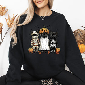 Funny Halloween Cats Retro Ghost Pumpkin Vintage Nostalgic Spooky Season Graphic Sweatshirt — view 6