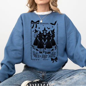 Halloween Witches Vintage Ghost Pumpkin Retro Spooky Season Cozy Graphic Sweatshirt — view 3