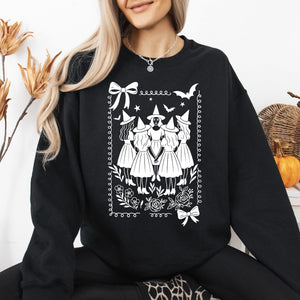 Halloween Witches Vintage Ghost Pumpkin Retro Spooky Season Cozy Graphic Sweatshirt — view 5