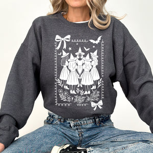 Halloween Witches Vintage Ghost Pumpkin Retro Spooky Season Cozy Graphic Sweatshirt — view 7
