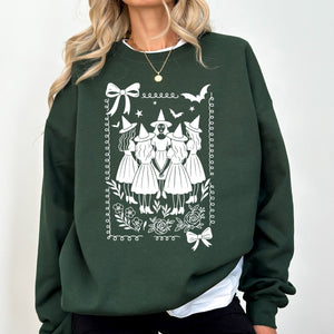 Halloween Witches Vintage Ghost Pumpkin Retro Spooky Season Cozy Graphic Sweatshirt — view 8