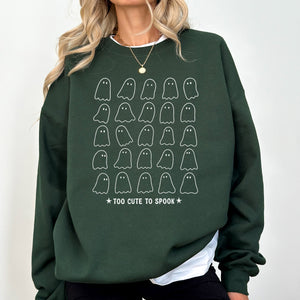 Too Cute To Spook Mini Ghosts Halloween Vintage Pumpkin Retro Spooky Fall Graphic Sweatshirt — view 8