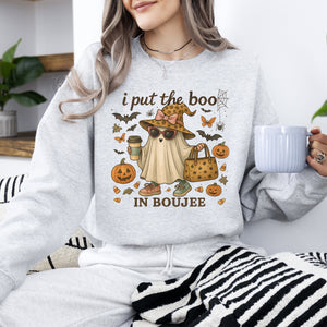 Boujee Ghost Fancy Halloween Vintage Pumpkin Retro Spooky Costume Fall Graphic Sweatshirt — view 2