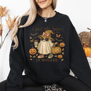 Boujee Ghost Fancy Halloween Vintage Pumpkin Retro Spooky Costume Fall Graphic Sweatshirt — view 5