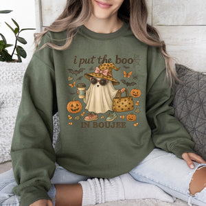 Boujee Ghost Fancy Halloween Vintage Pumpkin Retro Spooky Costume Fall Graphic Sweatshirt — view 4
