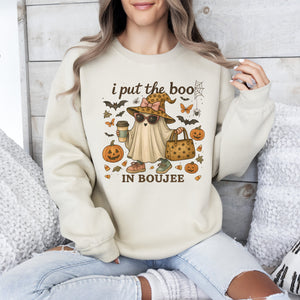 Boujee Ghost Fancy Halloween Vintage Pumpkin Retro Spooky Costume Fall Graphic Sweatshirt — view 1