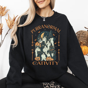 Purranormal Cativity Vintage Ghost Cowgirl Halloween Pumpkin Retro Spooky Graphic Sweatshirt — view 2