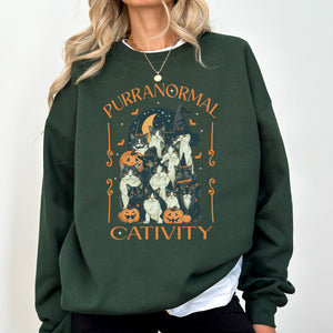 Purranormal Cativity Vintage Ghost Cowgirl Halloween Pumpkin Retro Spooky Graphic Sweatshirt — view 5